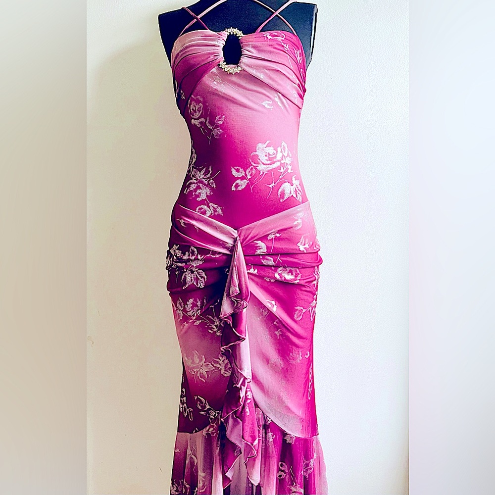 Evening dress. Size S. Thin strap, bejeweled dress.